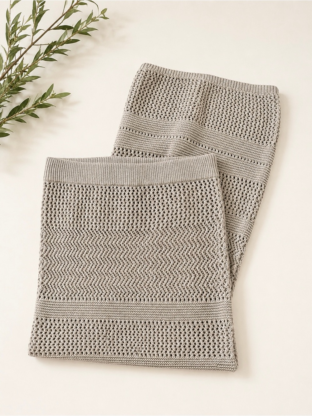 Abercrombie & Fitch Beige Openwork Knit Skirt